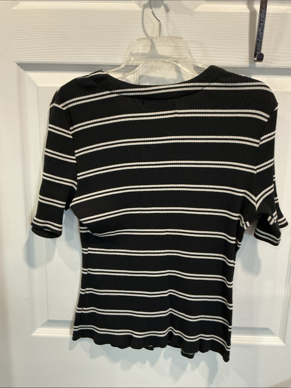 No Boundaries Black and White Striped Button-Down Top - Picture 6 of 6